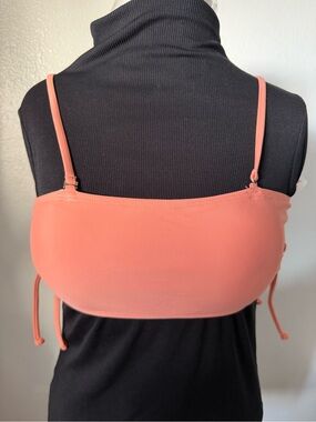 ROMWE Coral Pink Bandeau Bralette with Slim Adjustable Straps
